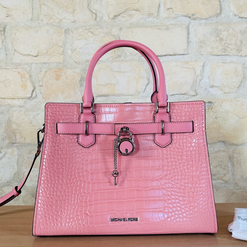 Michael Kors Hamilton Medium Embossed leather satchel crossbody&wallet set NWT - Picture 3 of 15